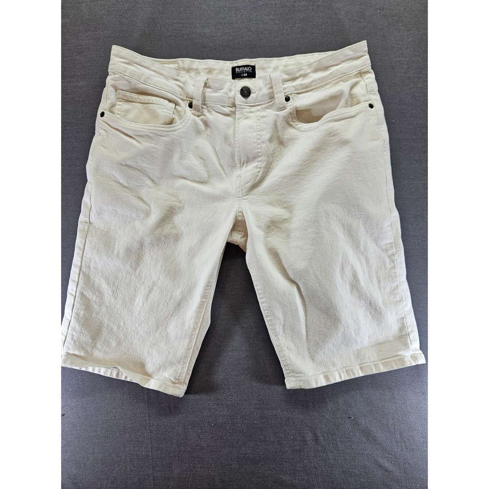 Buffalo David Bitton Mens Denim Shorts Off White Cream Size 34 Casual Summer